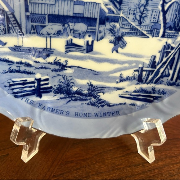 Currier and Ives set of 2 Winter Plates, Farmer's Home Winter, Homestead, Farm - Picture 7 of 12
